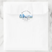 Persoonlijke Chicago Skyline Wedding Ronde Sticker (Tas)