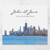 Persoonlijke Chicago Skyline Wedding Sparkling Wijnetiket (Enkel label)