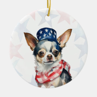 Persoonlijke Chihuahua-hond voor 4 juli Keramisch Ornament