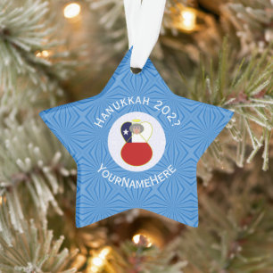 Persoonlijke Chileense Abuela-engel Hanukkah-vlag Ornament