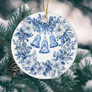 Persoonlijke Chinoiserie Blauwe Witte Krans Bellet Keramisch Ornament