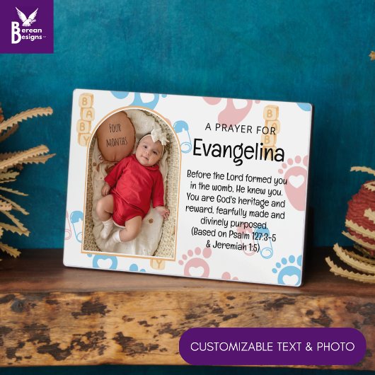 Persoonlijke christelijke babygebedsgeschenk fotoplaat