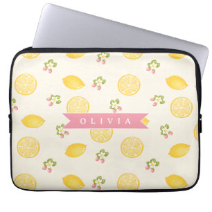 Persoonlijke citroen bloemige zomer aangepaste naa laptop sleeve