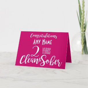 persoonlijke clean and sober kaart helder roze