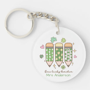 Persoonlijke Clover One Lucky Teacher Potlood Sleutelhanger