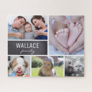 Persoonlijke Collage foto's met familienaam Legpuzzel