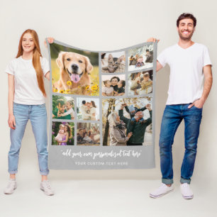 Persoonlijke collage met 10 foto's fleece deken