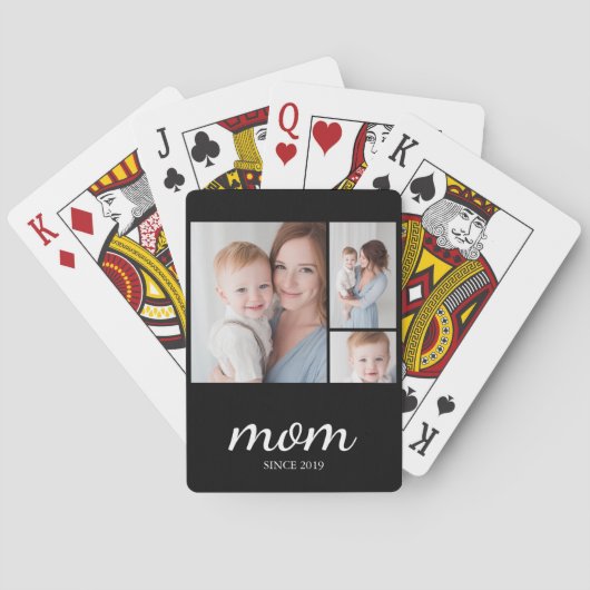 Persoonlijke collage van drie foto's voor mama pokerkaarten (Achterkant)