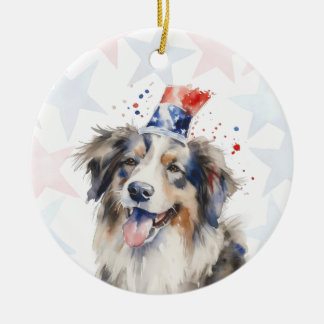 Persoonlijke Collie-hond voor 4 juli Keramisch Ornament