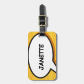 Persoonlijke Comic Book Pop Art-spreekwolk Bagagelabel (Voorkant verticaal)