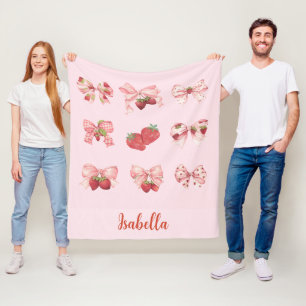 Persoonlijke Coquette Aardbei & Strik Vliesdeken B Fleece Deken
