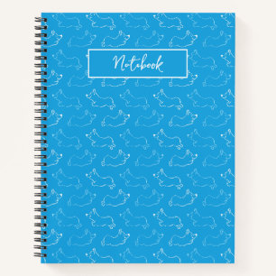 Persoonlijke Corgi Handgetekende Doodle Turquoise Notitieboek