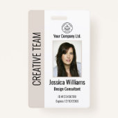 Persoonlijke Corporate Employee ID Badge Beige (Voorkant)