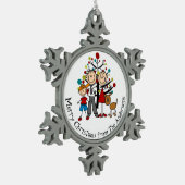 Persoonlijke Couple, Boy, Dog Snowflake Ornament (Links)