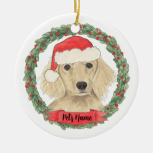 Persoonlijke Cream Long Haire Dachshund Keramisch Ornament