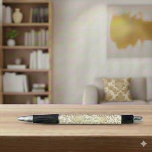 Persoonlijke Crème Gouden Rococo Filigraanwerk Pen