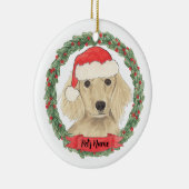 Persoonlijke Crème Kortharige Dachshund Kerstmis Keramisch Ornament (Rechts)