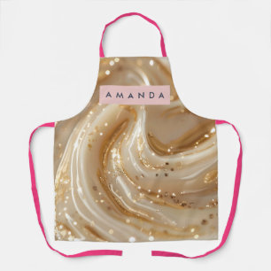 Persoonlijke Crèmekleurige Caramel Gouden Swirl El Schort