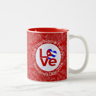 Persoonlijke Cubaanse Rode LOVE Vlag Tweekleurige Koffiemok