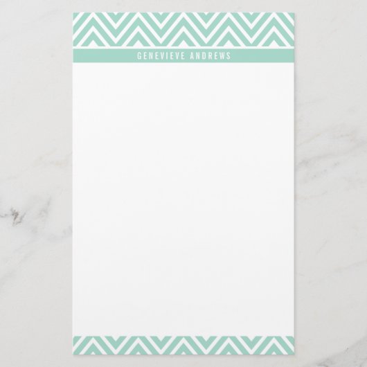 PERSOONLIJKE CUSTOM chevron patroon schattig mint Briefpapier (Voorkant)