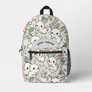 Persoonlijke Cute Bunny & Bloemmotief Kinderen Rug Bedrukte Rugzak