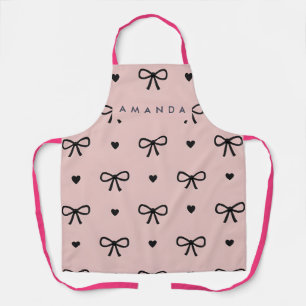 Persoonlijke Cute Chic Roze Strik & Hart Patroon Schort