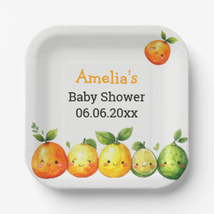 Persoonlijke Cute Citrusvrucht Baby Shower  Papieren Bordje