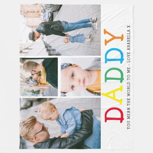 Persoonlijke Cute 'Dad' Foto Collage Keepomwille Fleece Deken (Voorkant)