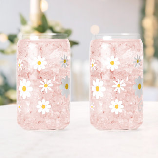 Persoonlijke Cute Daisies Bloemstuk Namen voor Kop Blikvorm Glas