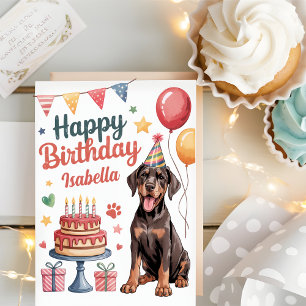 Persoonlijke Cute Dobermann-hond Verjaardag Kaart