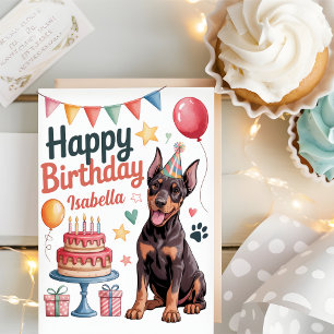 Persoonlijke Cute Dobermann-hond Verjaardag Kaart