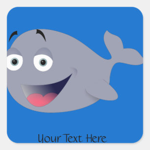 Persoonlijke Cute Happy Whale op Blauwe Stickers
