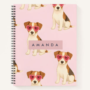 Persoonlijke Cute Hond in Hart Zonnebril Notitieboek