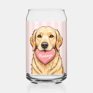 Persoonlijke Cute Hond met Roze Hart Blikvorm Glas