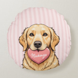 Persoonlijke Cute Hond met Roze Hart Rond Kussen