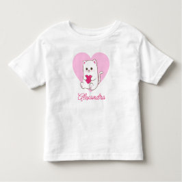 Persoonlijke Cute Kawaii Roze Hart Kat Naam Kinder Shirts