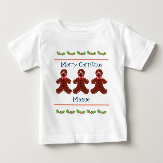 Persoonlijke Cute Kerst Gingerbread Man Baby T (Voorkant)