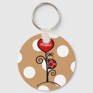 Persoonlijke Cute LadyBug-tekening Sleutelhanger