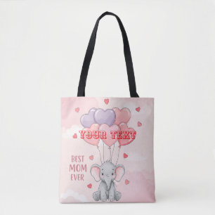 Persoonlijke Cute Olifant Aangepaste Tekst Cadeau Draagtas