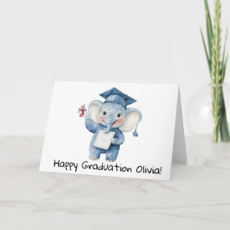 Persoonlijke Cute Olifant Afstuderen Kaart