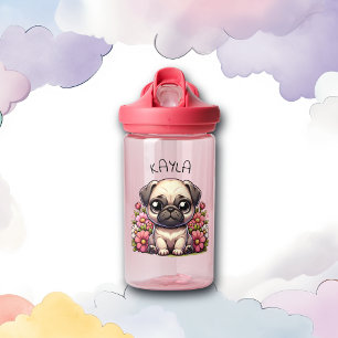 Persoonlijke Cute Pug Puppies Hond Waterfles