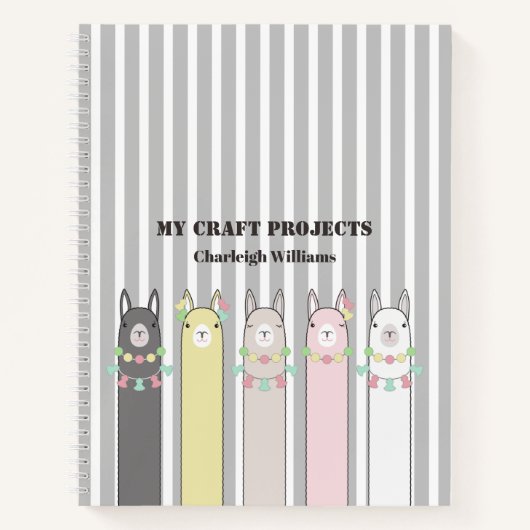 Persoonlijke Cute Retro Kleurrijke Lama's Kinderen Notitieboek (Voorkant)