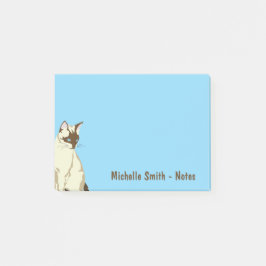 Persoonlijke Cute Siamese Kat - Blauw Post-it® Notes
