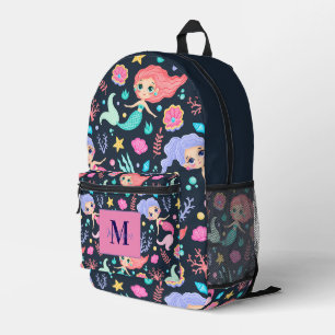 Persoonlijke Cute Trendy Zeemeermin Monogram Bedrukte Rugzak