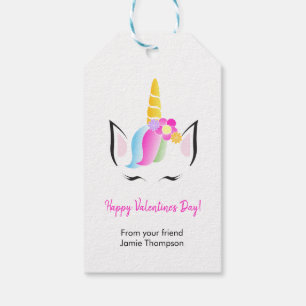 Persoonlijke cute unicorn Happy Valentijns Cadeaulabel