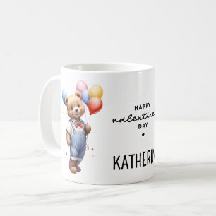 Persoonlijke Cute Valentijnsdag Watercolor Beer Koffiemok