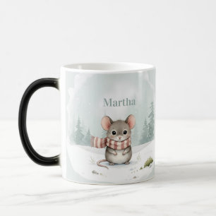 Persoonlijke Cute Watercolor Muis Winter Reizen Magische Mok