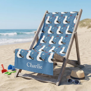 Persoonlijke Cute Zeemeeuw Kinderen Strandlaken