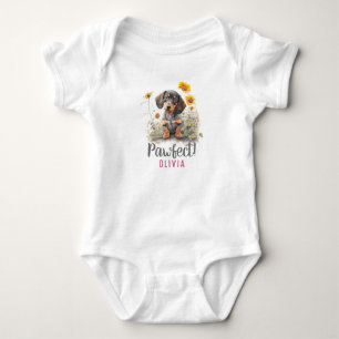 Persoonlijke dachshund Dog in Flowers Romper