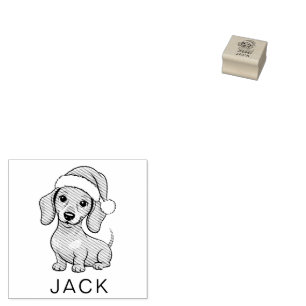 Persoonlijke Dachshund in Kerstmanhoed Kerstmis Rubberstempel